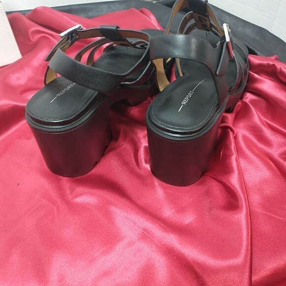 Report Lowry Black leather chunky heel shoes Women’s Size 11 - Picture 4 of 9